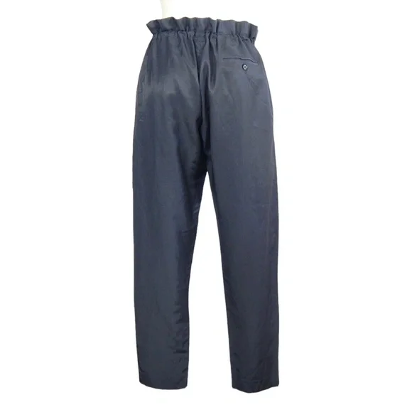 3.1 PHILLIP LIM DARK GRAY DRAWSTRING ELASTIC PAPER BAG WAIST TAPERED LEG PANTS